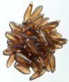 50 5x16mm Matte Transparent Smoke Topaz Dagger Beads